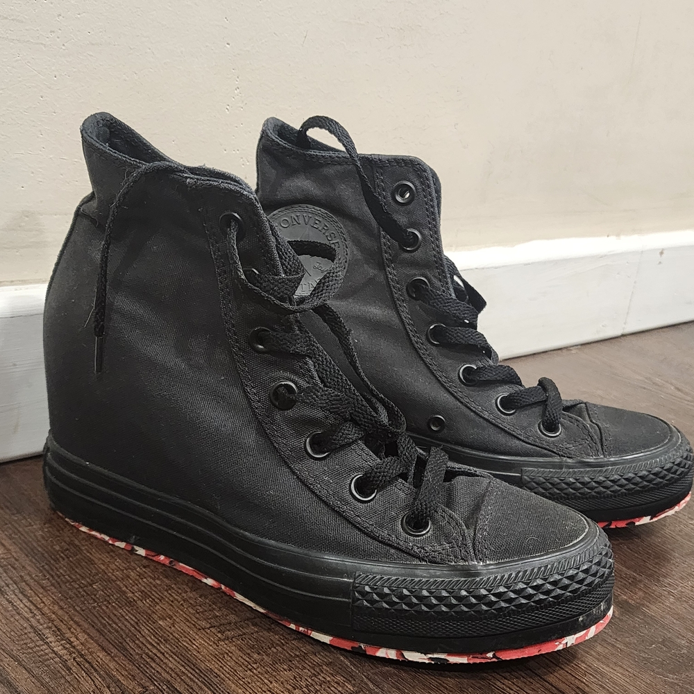 Converse Black High-Top Wedge Sneakers